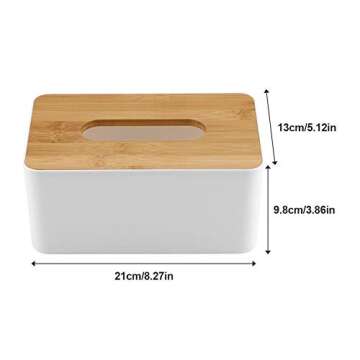 Yosooo Bamboo Tissue Box Modern Look Rectangular Paper Holder Boxes for Bathroom Dining Table Bedroo...
