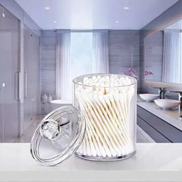 AXX Qtip Dispenser Apothecary Jars for Elegant Bathroom Storage