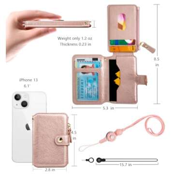 M-Plateau Bifold Wallet Women，Card Holder for Phone Case Durable Leather ID Window Slot Design,Sti...