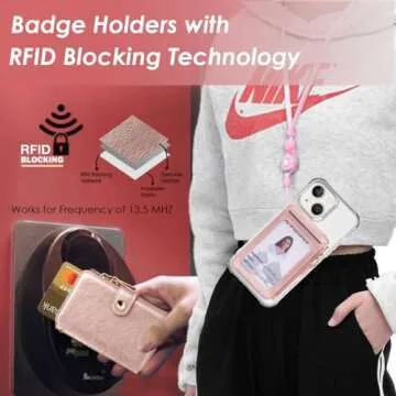 M-Plateau Bifold Wallet Women，Card Holder for Phone Case Durable Leather ID Window Slot Design,Sticky Phone Wallet Attached One Removeable Phone Lanyard. Rose Pink