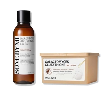 SOME BY MI Galactomyces Pure Vitamin C Glow Toner + Glutathione Daily Mask - 6.76Oz+30 Sheets - Brig...