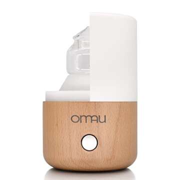 Omau Waterless Essential Oil Diffusers, Ceramic, Wood & Glass Diffuser Nebulizer for Home Essentials Oil Aromatherapy Diffuser