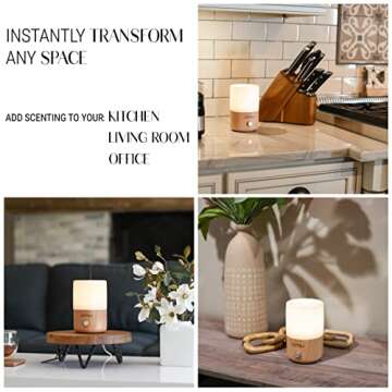 Omau Waterless Essential Oil Diffusers, Ceramic, Wood & Glass Diffuser Nebulizer for Home Essentials Oil Aromatherapy Diffuser