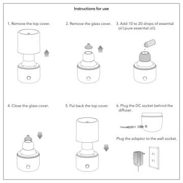 Omau Waterless Essential Oil Diffusers, Ceramic, Wood & Glass Diffuser Nebulizer for Home Essentials Oil Aromatherapy Diffuser