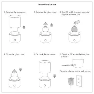 Omau Waterless Essential Oil Diffusers, Ceramic, Wood & Glass Diffuser Nebulizer for Home Essentials Oil Aromatherapy Diffuser