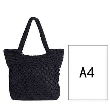 Goclothod Fashion Handbags Women Woven Straw Bag Summer Beach Tote Purse