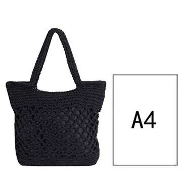 Goclothod Fashion Handbags Women Woven Straw Bag Summer Beach Tote Purse