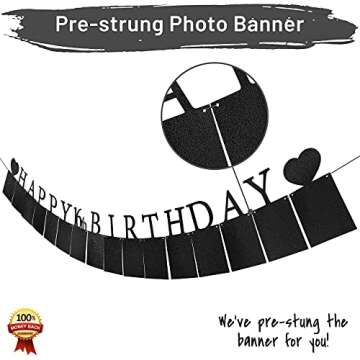 Sweet 16 Birthday Decorations Photo Banner in Black Pre-assembled - Sweet 16 Banner WITH Sixteen Pho...