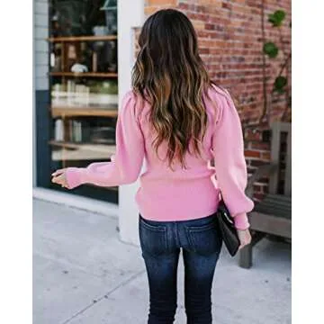 Huiyuzhi Puff Sleeve Pullover Sweater for Women