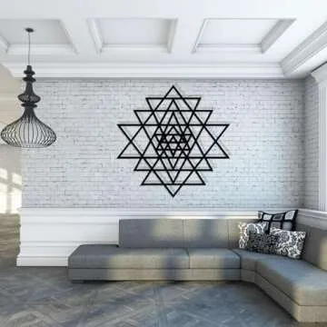 Metal Wall Art, Sacred Geometry Mandala, Interior Decor, Home Decor Wall Hanging, Home Decor Wall Art, Mural Decoration (Silver, 90×90 cm/35 ×35 in)