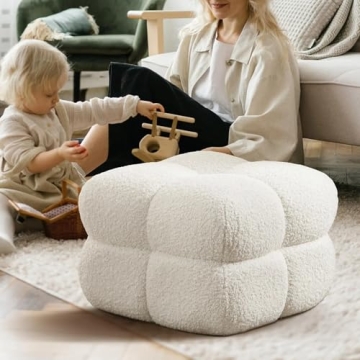 Zesthouse Modern Sherpa Ottoman for Living Room Furniture