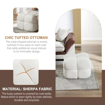 Zesthouse Modern Sherpa Ottoman for Living Room Furniture