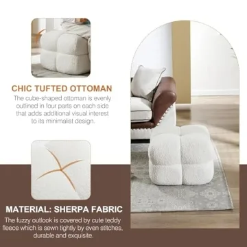 Zesthouse Modern Sherpa Ottoman for Living Room Furniture