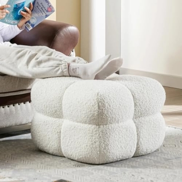 Zesthouse Modern Sherpa Ottoman for Living Room Furniture
