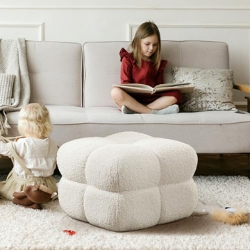 Zesthouse Modern Sherpa Ottoman for Living Room Furniture