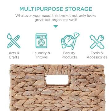 Best Choice Products 10.5x10.5in Hyacinth Baskets, Rustic Set Of 5 Multipurpose Collapsible Storage Organizer, Handwoven Laundry Totes for Bedroom, Living Room, Shelves - White