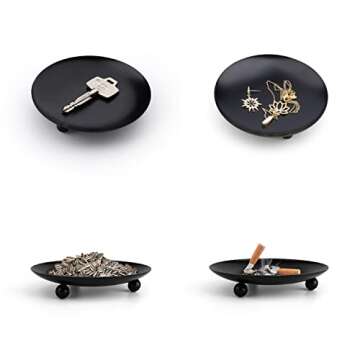 ENMY 4Pcs Black Iron Candle Plates for Elegant Decor