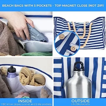 SHYLERO Waterproof Beach Bag Airtight Pouch Magnetic Closure
