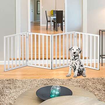 Pet Gate - 4-Panel Indoor Foldable Dog Fence for Stairs, Hallways or Doorways - 72x24-Inch Retractab...