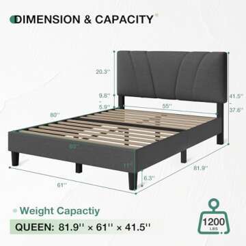 Stylish Novilla Queen Bed Frame with Adjustable Headboard