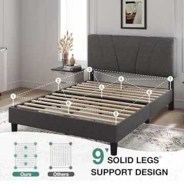 Stylish Novilla Queen Bed Frame with Adjustable Headboard