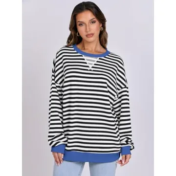 Chic ANRABESS Striped Oversized Sweatshirt for Women 2024