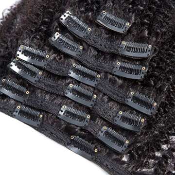 Afro Kinky Curly Clip ins Human Hair Extensions Full Brazilian Virgin Hair 4B 4C Hair For Black Women 100g 7pcs 10" Natural Black