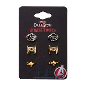 Marvel Doctor Strange 2 Earring 3-Pack - Enamel Filled, Stainless Steel, 3 Unique Designs