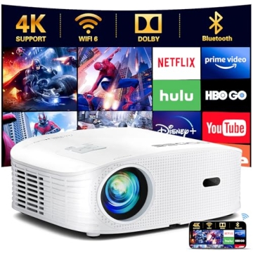 GooDee 4K WiFi Bluetooth Projector - Smart 1080P Projector, Movie Projector, Netflix/Amazn Prime Vid...