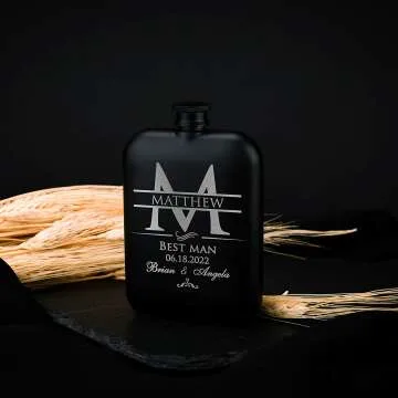 Custom Engraved Groomsmen Gifts Set of 6 Flasks