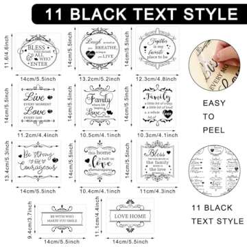 Whaline 11 Sheets Vintage Word Rub on Transfers Decals for Crafts and Furniture Black Warm Letters R...