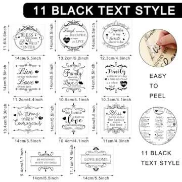 Whaline 11 Sheets Vintage Word Rub on Transfers Decals for Crafts and Furniture Black Warm Letters R...
