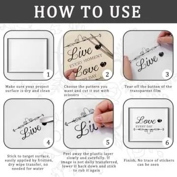 Whaline 11 Sheets Vintage Word Rub on Transfers Decals for Crafts and Furniture Black Warm Letters Rub on Transfer Furniture Stickers Decals for School Home Office DIY Art Craft Decor, 5.5 x 5.5Inch