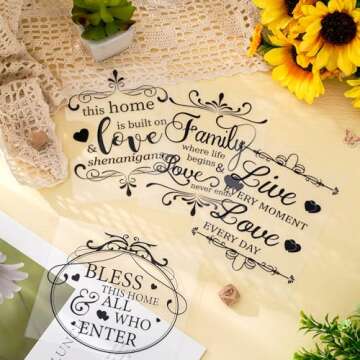 Whaline 11 Sheets Vintage Word Rub on Transfers Decals for Crafts and Furniture Black Warm Letters Rub on Transfer Furniture Stickers Decals for School Home Office DIY Art Craft Decor, 5.5 x 5.5Inch