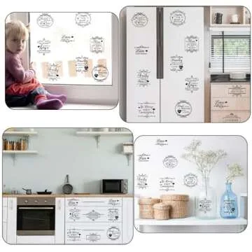 Whaline 11 Sheets Vintage Word Rub on Transfers Decals for Crafts and Furniture Black Warm Letters Rub on Transfer Furniture Stickers Decals for School Home Office DIY Art Craft Decor, 5.5 x 5.5Inch