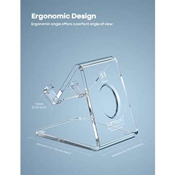 Lamicall Cell Phone Stand, Desk Accessories - Clear Office Cell Phone Holder, Acrylic Phone Stand for Desk, Desktop, Acrylic Office Desk Accessories, Desk Decor, Suitable for iPhone, 4-8'' Phone