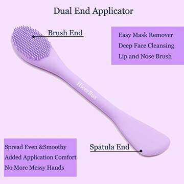 HieerBus Face Mask Brush,Facial Cleansing Brush,Lip Nose Scrubber,Makeup Removel Scrub Masks Applicator Tool for Mud, Clay, Charcoal Mixed Masks Hairless Body Lotion And Body Butter,Easy to Apply and Clean,Less Waste (Grey+Purple)