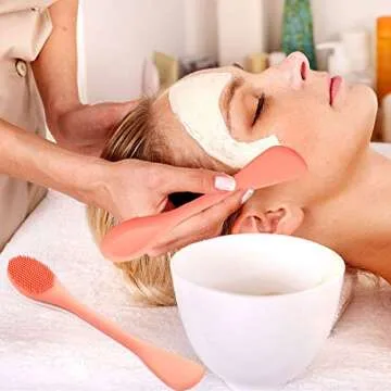 HieerBus Face Mask Brush,Facial Cleansing Brush,Lip Nose Scrubber,Makeup Removel Scrub Masks Applicator Tool for Mud, Clay, Charcoal Mixed Masks Hairless Body Lotion And Body Butter,Easy to Apply and Clean,Less Waste (Grey+Purple)