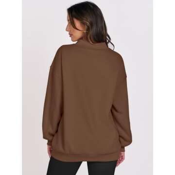 ANRABESS Womens Oversized V Neck Sweatshirt Fleece Long Sleeve Hoodies Pullover Comfy Top Outfits 2024 Teen Preppy Clothes Small Coffee