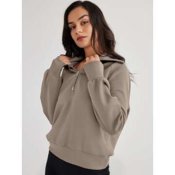 Trendy Queen Womens Oversized Hoodie Half Zip Pullover