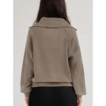 Trendy Queen Womens Oversized Hoodie Half Zip Pullover