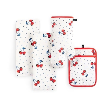 Kate Spade Cherry Dot Kitchen Towels, Oven Mitt & Holder Set