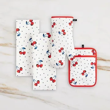 Kate Spade Cherry Dot Kitchen Towels, Oven Mitt & Holder Set