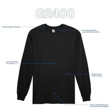 Gildan Men's Ultra Cotton Long Sleeve T-Shirt 3X-Large Black