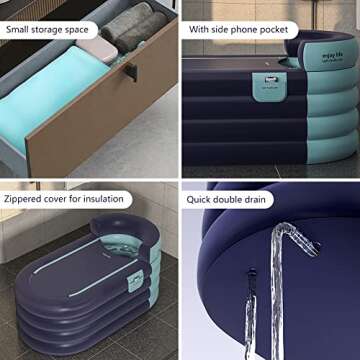 Inflatable Bathtub with Electric Pump for Adult Soaks