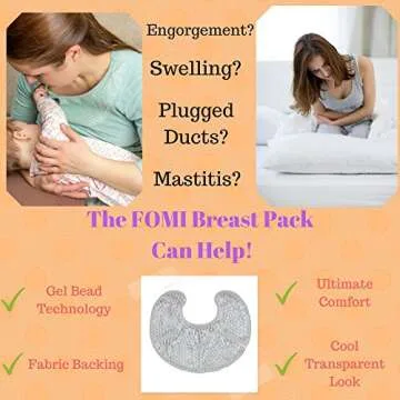 Hot Cold Breast Gel Bead Ice Pack (2 Pack) by FOMI Care | Nursing Pain Relief for Mastitis, Engorgement, Swelling | Fabric Backing for Ultimate Comfort | Reusable, Freezable, Microwavable (Gray)