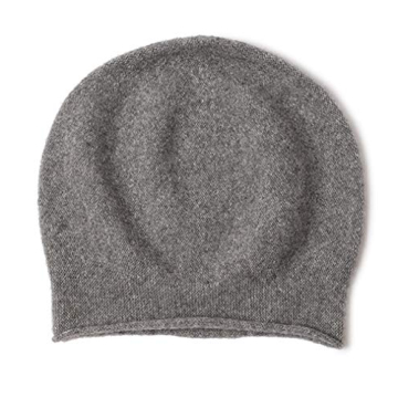 KIKONIO CHEN Women's 100% Cashmere Beanie Hat,Women Gift Beanie Skull Ski Hats (Grey, One Size)