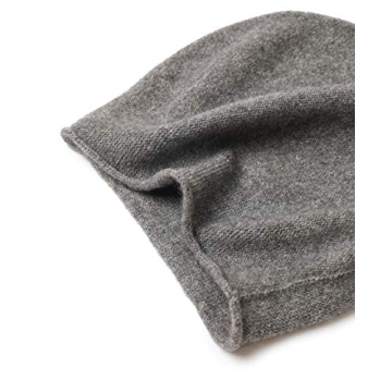 KIKONIO CHEN Women's 100% Cashmere Beanie Hat,Women Gift Beanie Skull Ski Hats (Grey, One Size)