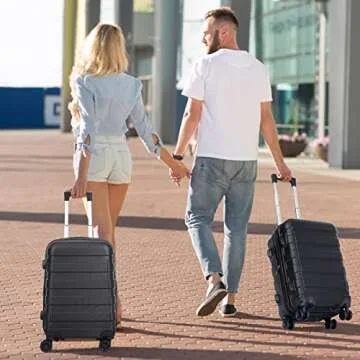 ZenStyle Hardside Expandable Luggage with Spinner Wheels, 21 Inch Carry On Luggage Airline Approved, Lightweight Travel Suitcase with Height Adjustable Handle (Black)