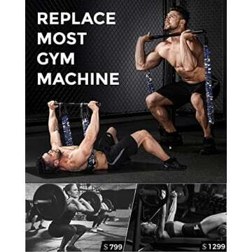 INNSTAR Resistance Bands Bar Exercise Bands Attachment 38" Black Max Load 800lb for Home Gym Workout...